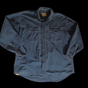 Men’s Large Chico’s Heavyweight Denim Button-Up Shirt – Vintage Workwear Style